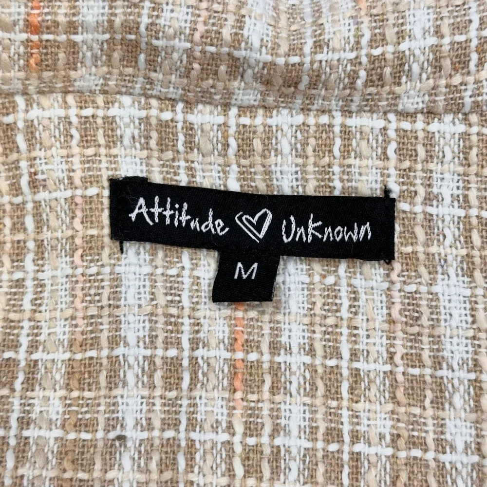 Attitude Unknown Women's Beige‎ NWOT Tweed Double Breasted Blazer Jacket Size M - Picture 6 of 16